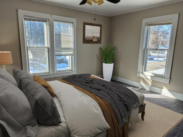 314 W Chestnut, Freeport, IL 61032 - bedroom with crown molding and a ceiling fan