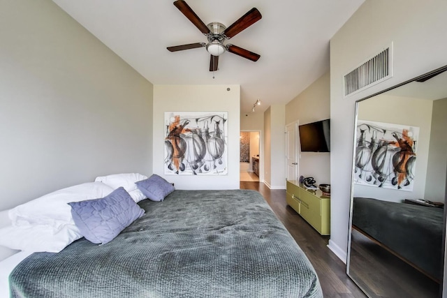 1211 S Prairie Ave Unit 1106, Chicago, IL 60605 - bedroom with dark wood finished floors and ceiling fan