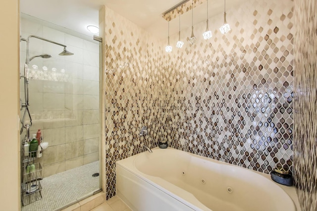 1211 S Prairie Ave Unit 1106, Chicago, IL 60605 - full bathroom with a tub with jets, a stall shower, and tile patterned floors