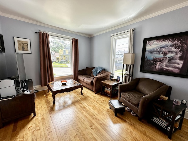 478 Barrett St, Elgin, IL 60120 - living room with wood-type flooring, healthy amount of natural light, and crown molding