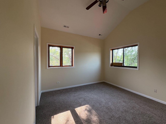 3037 W Polk Ave Unit 3, Chicago, IL 60612 - carpeted empty room with ceiling fan, baseboards, and high vaulted ceiling