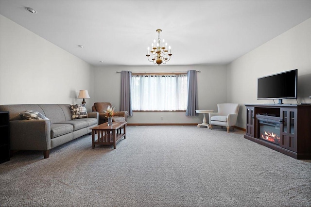 1810 Cardinal Ct, Pontiac, IL 61764 - living room featuring carpet and a chandelier