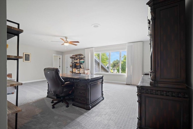 1810 Cardinal Ct, Pontiac, IL 61764 - office area featuring light carpet and ceiling fan