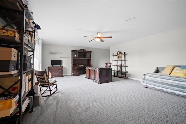 1810 Cardinal Ct, Pontiac, IL 61764 - home office with carpet floors and ceiling fan