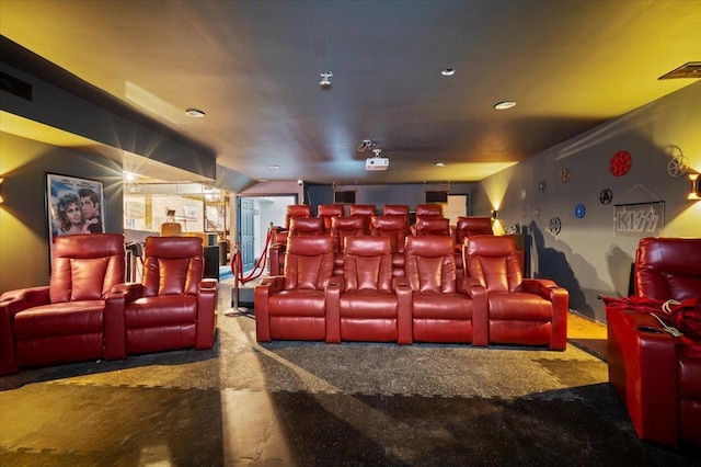 1810 Cardinal Ct, Pontiac, IL 61764 - home theater room featuring carpet floors and recessed lighting