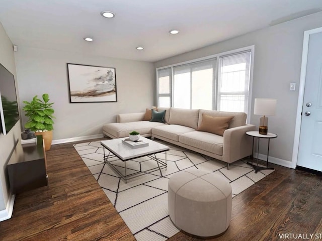 7056 S Honore St, Chicago, IL 60636 - living room with wood finished floors, baseboards, and recessed lighting