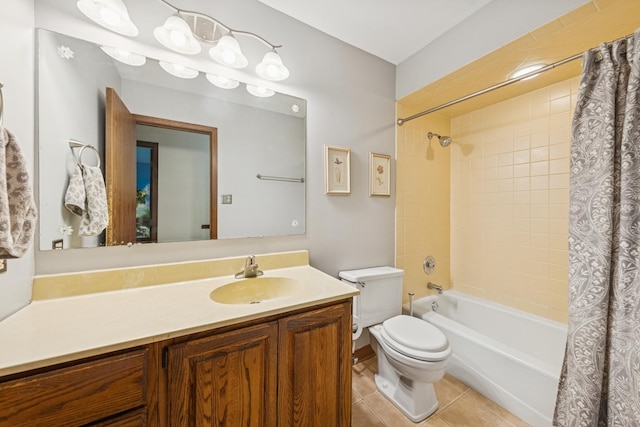 13040 W Tanglewood Cir, Palos Park, IL 60464 - full bathroom with shower / bathtub combination with curtain, tile patterned floors, and vanity