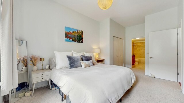 3920 N Sheridan Rd Unit 411, Chicago, IL 60613 - bedroom with light colored carpet, ensuite bath, and a closet