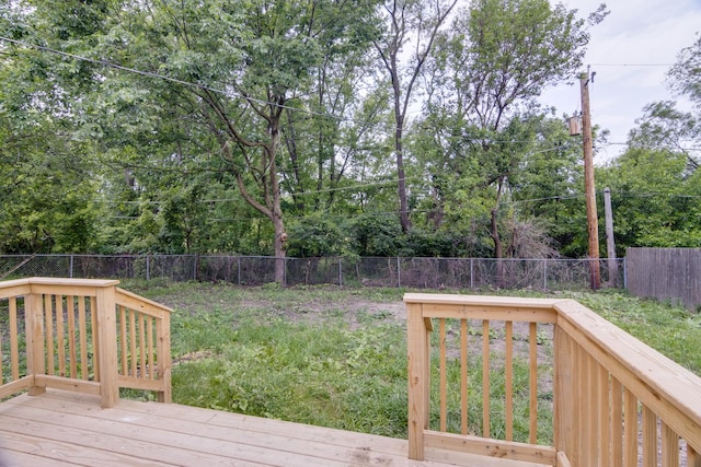 22156 Peach Tree Ave, Sauk Village, IL 60411 - wooden terrace featuring a fenced backyard and view of wooded area