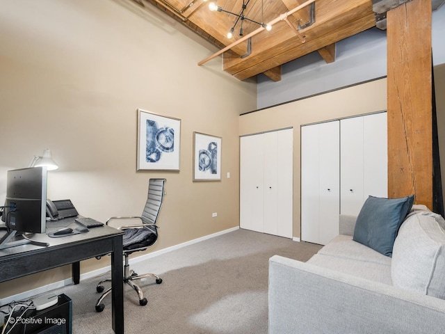 1040 W Adams St Unit 238, Chicago, IL 60607 - home office featuring carpet floors, a chandelier, and baseboards
