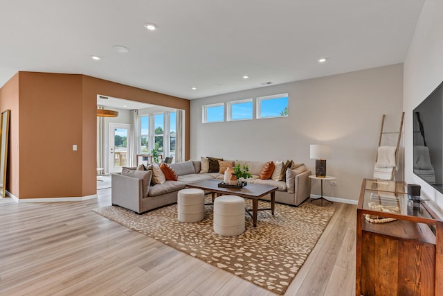2804 Autumn Ridge Ct, Lindenhurst, IL 60046 - living room featuring light wood-style floors, recessed lighting, and baseboards