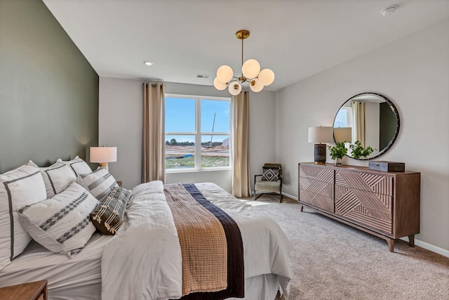 2804 Autumn Ridge Ct, Lindenhurst, IL 60046 - bedroom with a chandelier, carpet, baseboards, and recessed lighting