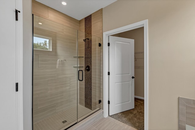 2804 Autumn Ridge Ct, Lindenhurst, IL 60046 - full bathroom featuring a shower stall, a spacious closet, and recessed lighting