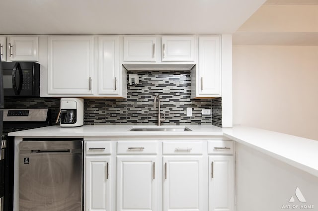 9146 W 140th St Unit 2Sw, Orland Park, IL 60462 - kitchen with a sink, black microwave, stainless steel dishwasher, and tasteful backsplash