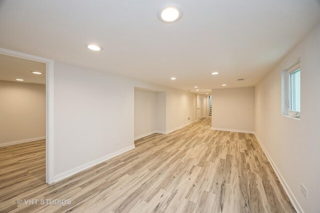 729 N Cuyler Ave, Oak Park, IL 60302 - below grade area featuring light wood-type flooring and recessed lighting