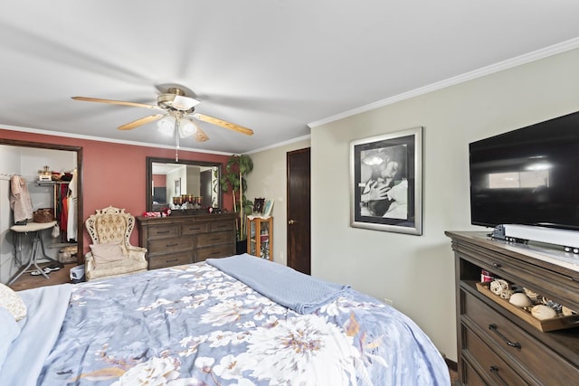 5520 S Kildare Ave, Chicago, IL 60629 - bedroom featuring ornamental molding, ceiling fan, and a closet