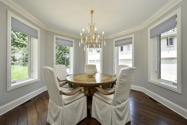 1877 Banbury Rd, Inverness, IL 60067 - dining area featuring a chandelier, dark wood-style flooring, and crown molding