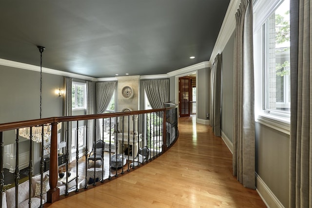1877 Banbury Rd, Inverness, IL 60067 - corridor featuring ornamental molding, wood finished floors, and recessed lighting