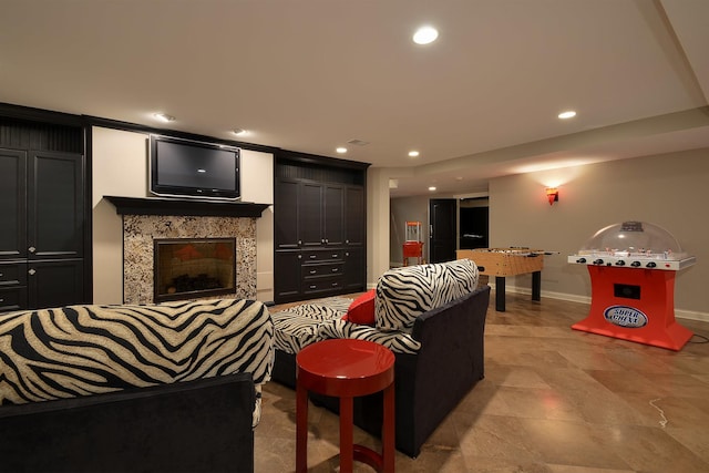 1877 Banbury Rd, Inverness, IL 60067 - living area featuring recessed lighting and a high end fireplace