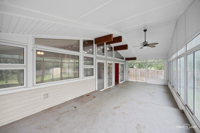 1325 E Lake Ave, Glenview, IL 60025 - unfurnished sunroom with a ceiling fan and lofted ceiling