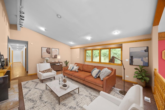 1325 E Lake Ave, Glenview, IL 60025 - living room featuring lofted ceiling, recessed lighting, and carpet