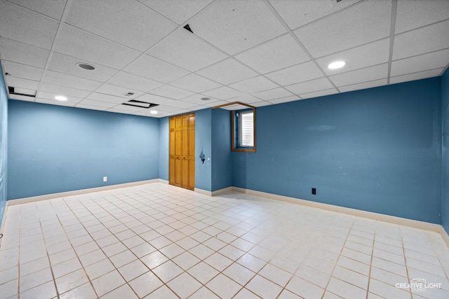 1325 E Lake Ave, Glenview, IL 60025 - spare room with tile patterned floors, a drop ceiling, and recessed lighting