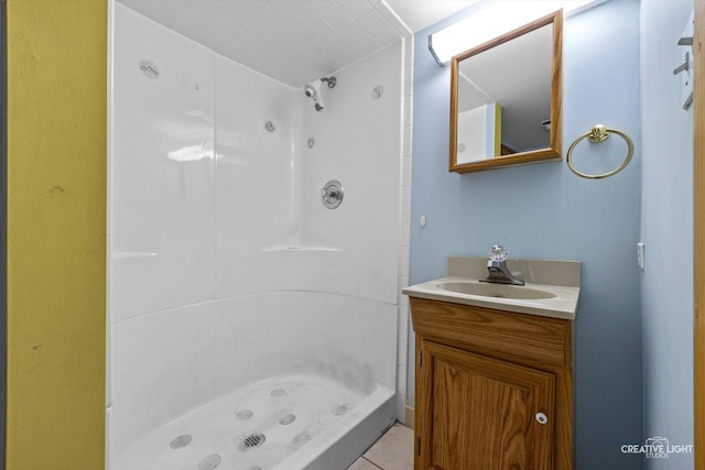 1325 E Lake Ave, Glenview, IL 60025 - full bathroom with vanity, a shower, and tile patterned floors