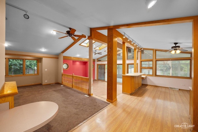 1325 E Lake Ave, Glenview, IL 60025 - unfurnished living room with ceiling fan and light wood-type flooring