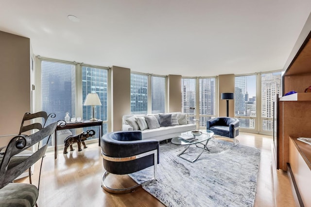 345 N Lasalle Blvd Unit 3904, Chicago, IL 60654 - living room featuring light wood-style floors and floor to ceiling windows