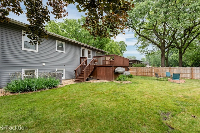6943 Parkview Dr, Downers Grove, IL 60516 - view of yard featuring stairway and a wooden deck
