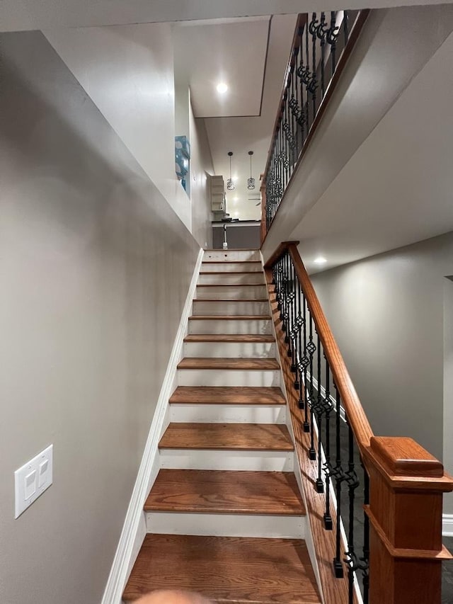 5757 S Aberdeen St, Chicago, IL 60621 - stairs with wood finished floors and recessed lighting