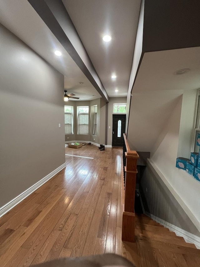 5757 S Aberdeen St, Chicago, IL 60621 - entryway featuring hardwood / wood-style floors, ceiling fan, and recessed lighting