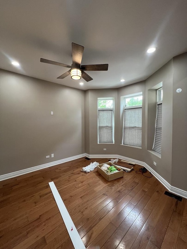 5757 S Aberdeen St, Chicago, IL 60621 - unfurnished room featuring wood finished floors, a ceiling fan, and recessed lighting