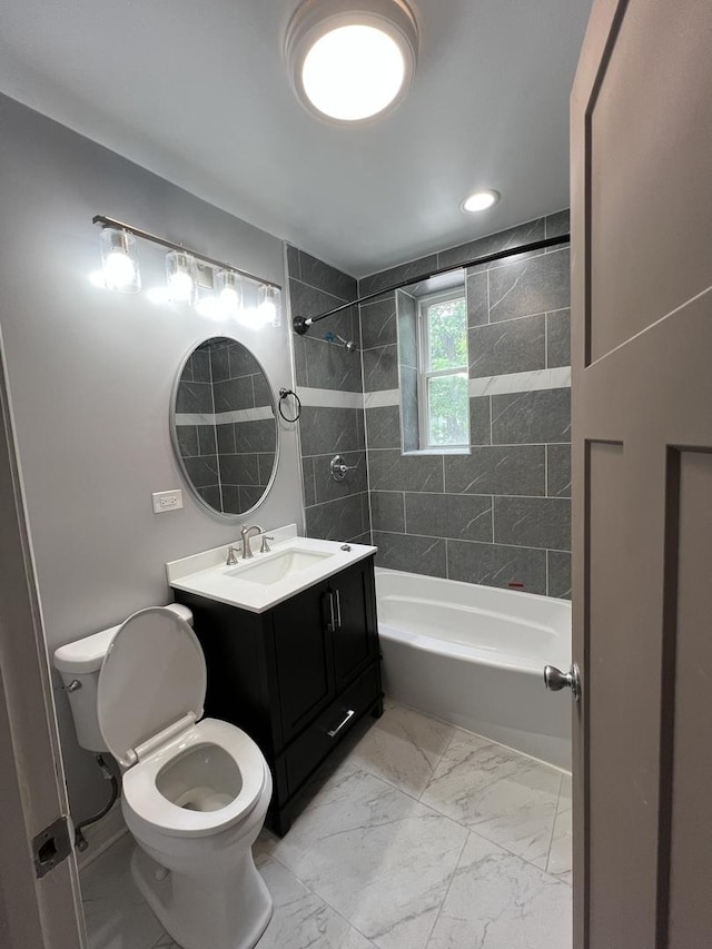 5757 S Aberdeen St, Chicago, IL 60621 - bathroom with shower / tub combination, vanity, and marble finish flooring