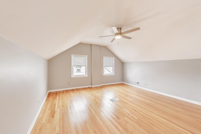 4118 Prairie Ave, Brookfield, IL 60513 - additional living space with light wood-type flooring, ceiling fan, and vaulted ceiling