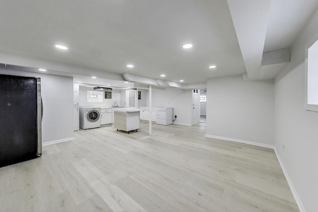 4118 Prairie Ave, Brookfield, IL 60513 - laundry area featuring washer / clothes dryer, recessed lighting, and light wood-style flooring