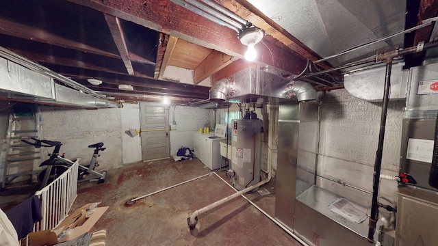 1025 Wesley Ave, Evanston, IL 60202 - unfinished below grade area featuring water heater and washer and clothes dryer