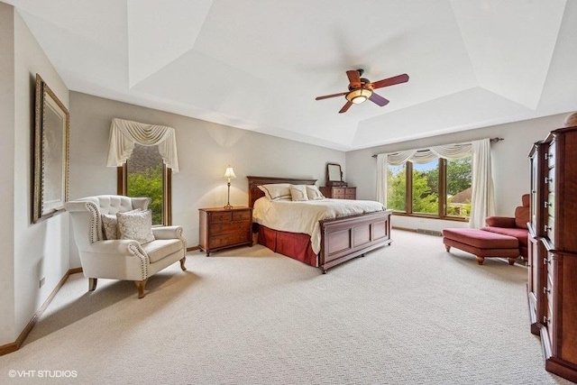 3104 Royal Fox Dr, Saint Charles, IL 60174 - bedroom with a raised ceiling, light carpet, and a ceiling fan
