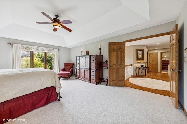 3104 Royal Fox Dr, Saint Charles, IL 60174 - bedroom featuring carpet flooring, a tray ceiling, and ceiling fan
