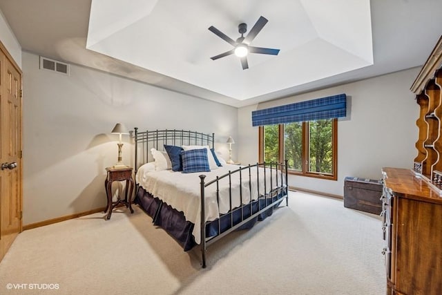 3104 Royal Fox Dr, Saint Charles, IL 60174 - bedroom with a raised ceiling, light colored carpet, and a ceiling fan