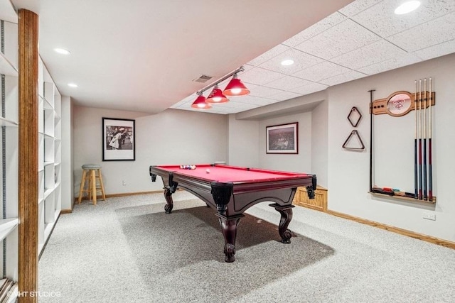 3104 Royal Fox Dr, Saint Charles, IL 60174 - game room with carpet flooring, pool table, and recessed lighting