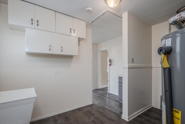 14909 Langley Ave, Dolton, IL 60419 - kitchen featuring water heater, dark wood finished floors, white cabinets, and light countertops