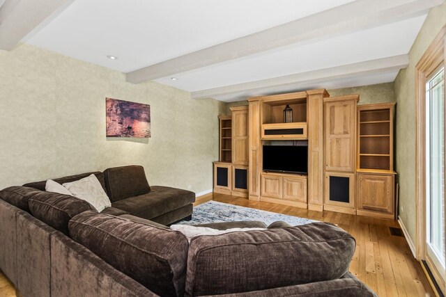 1145 Wincanton Dr, Deerfield, IL 60015 - living area featuring wood-type flooring and beam ceiling