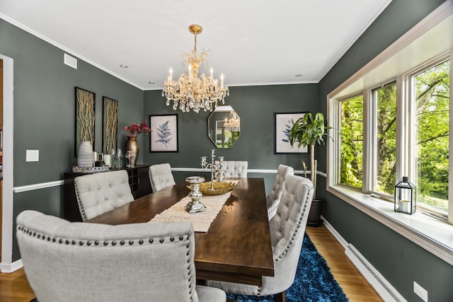 1145 Wincanton Dr, Deerfield, IL 60015 - dining room with a chandelier, wood finished floors, and ornamental molding