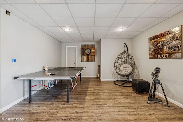 9520 Nicklaus Ln, Crystal Lake, IL 60014 - playroom featuring wood finished floors, a paneled ceiling, and recessed lighting
