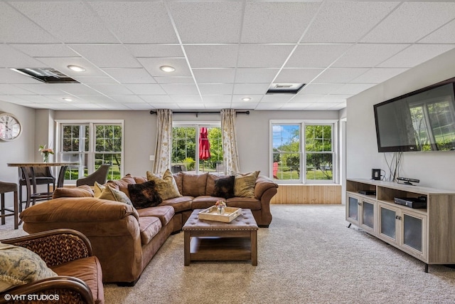 9520 Nicklaus Ln, Crystal Lake, IL 60014 - carpeted living room with plenty of natural light and a paneled ceiling