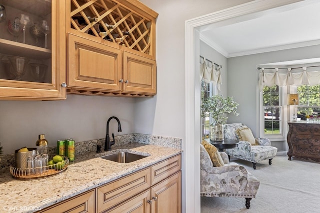 9520 Nicklaus Ln, Crystal Lake, IL 60014 - bar with carpet flooring and ornamental molding