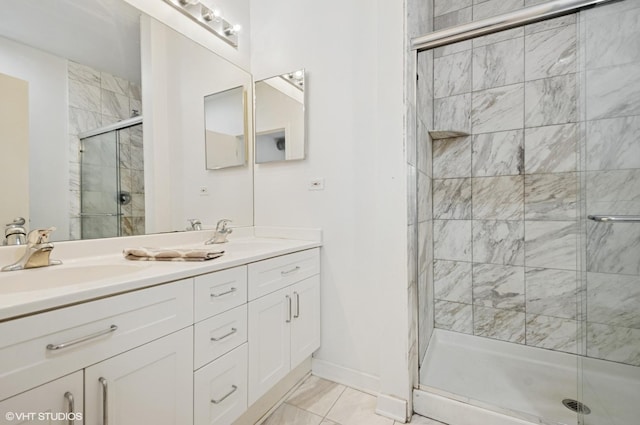 4537 S Drexel Blvd Unit 106, Chicago, IL 60653 - bathroom featuring double vanity and a shower stall