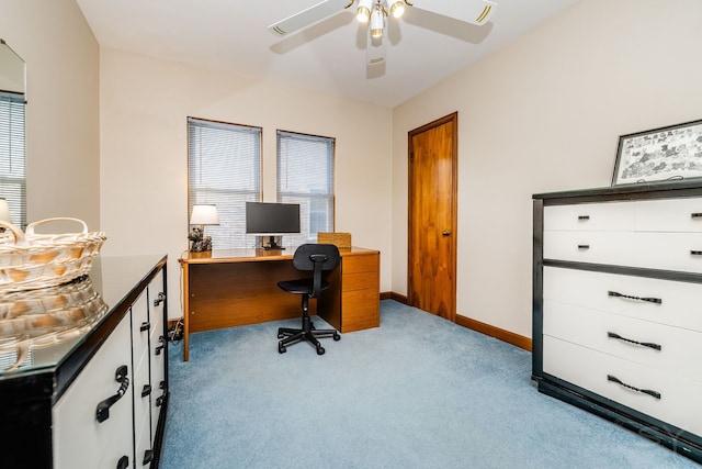 3730 Wenonah Ave, Berwyn, IL 60402 - office area with a ceiling fan, carpet flooring, and baseboards