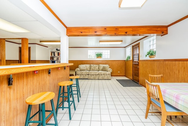 3730 Wenonah Ave, Berwyn, IL 60402 - community bar area featuring wainscoting, wood walls, healthy amount of natural light, and crown molding